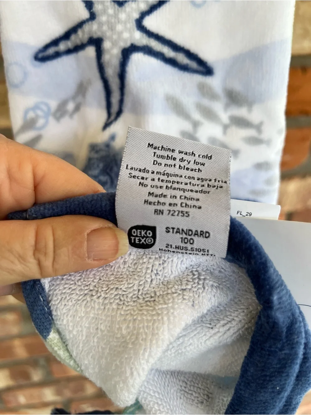 Kids Sea Creature Hand Towel - Blue Seahorse & Starfish